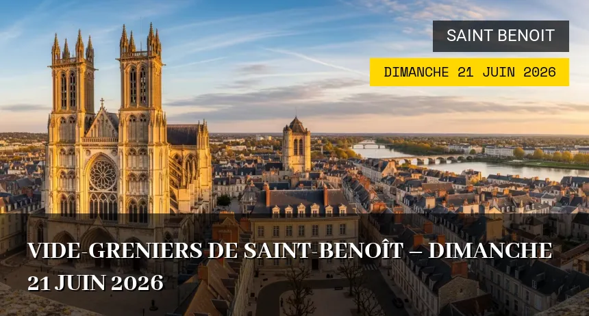 Affiche de l'événement : Vide-greniers de Saint-Benoît – Dimanche 21 Juin 2026