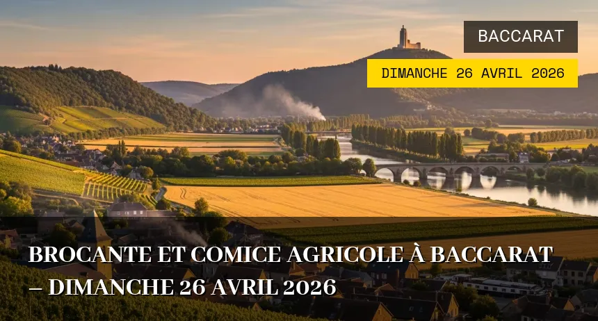 Affiche de l'événement : Brocante et Comice Agricole à Baccarat – Dimanche 26 Avril 2026
