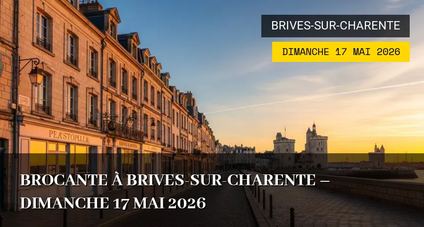 Affiche de l'événement : Brocante à Brives-sur-Charente – Dimanche 17 Mai 2026