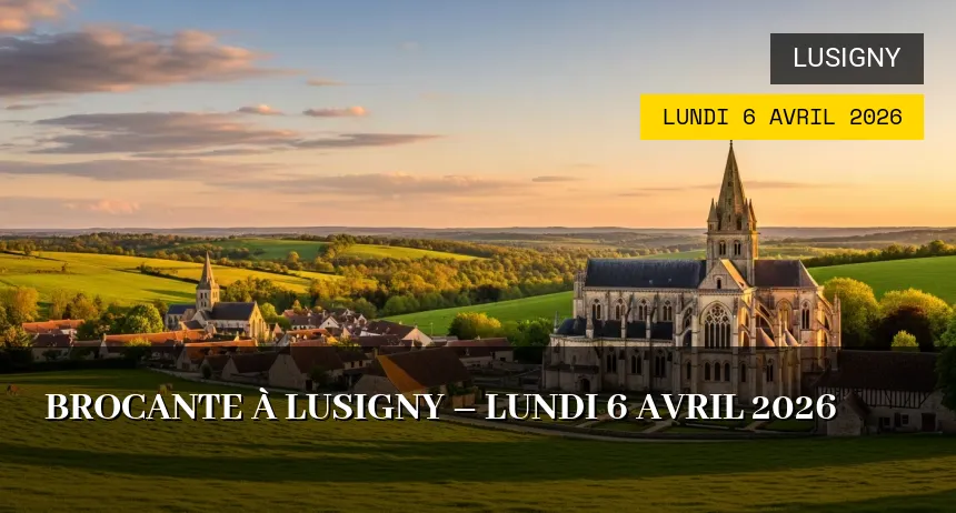 Affiche de l'événement : Brocante à Lusigny – Lundi 6 Avril 2026