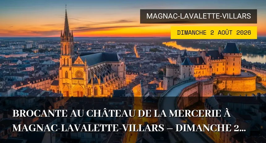 Affiche de l'événement : Brocante à Magnac-Lavalette-Villars – Dimanche 2 Août 2026