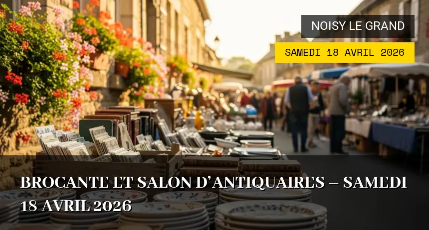 Affiche de l'événement : Brocante et Salon d&rsquo;Antiquaires – Samedi 18 Avril 2026