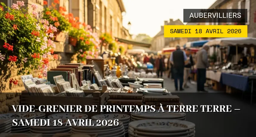 Affiche de l'événement : Vide-grenier de Printemps à Terre Terre – Samedi 18 Avril 2026