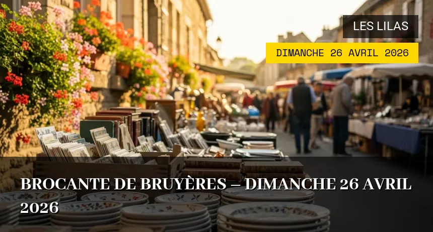 Affiche de l'événement : Brocante de Bruyères – Dimanche 26 Avril 2026
