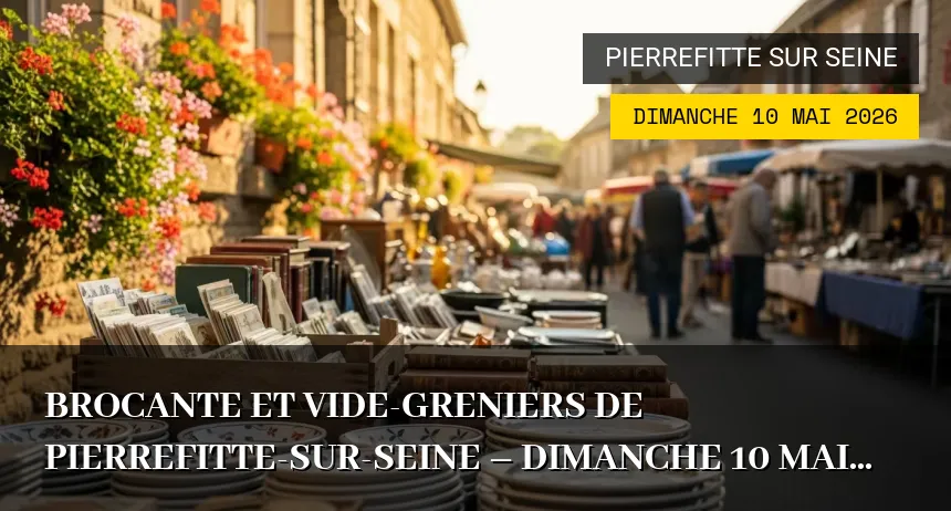 Affiche de l'événement : Brocante et Vide-greniers de Pierrefitte-sur-Seine – Dimanche 10 Mai 2026