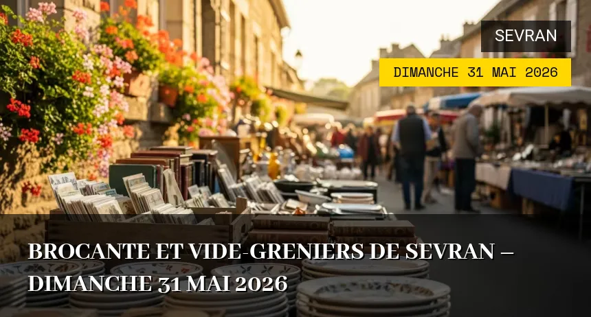 Affiche de l'événement : Brocante et Vide-greniers de Sevran – Dimanche 31 Mai 2026