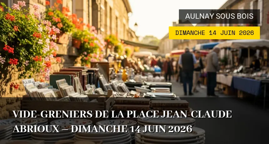 Affiche de l'événement : Vide-greniers de la place Jean-Claude Abrioux – Dimanche 14 Juin 2026