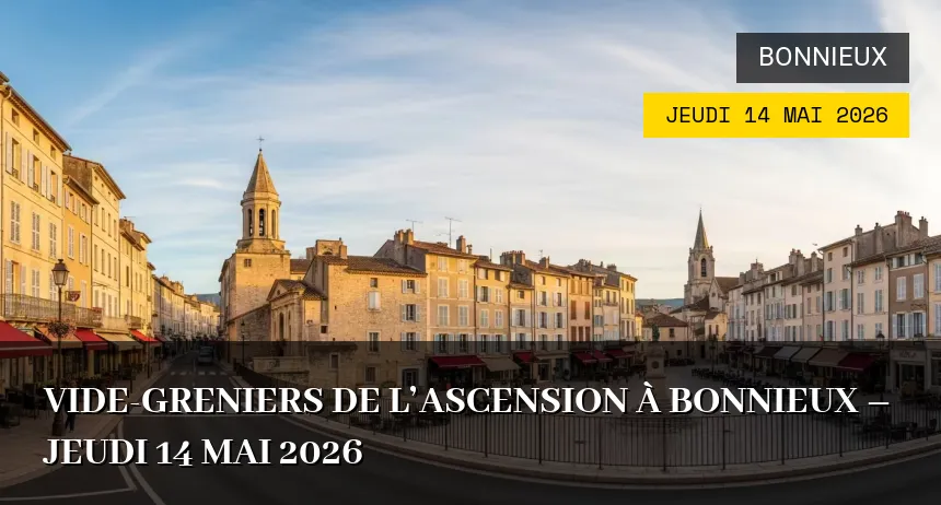 Affiche de l'événement : Vide-greniers de l&rsquo;Ascension à Bonnieux – Jeudi 14 Mai 2026