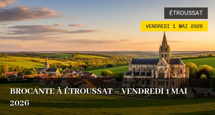 Affiche de l'événement : Brocante à Étroussat – Vendredi 1 Mai 2026