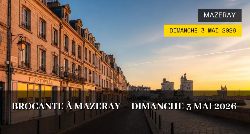 Affiche de l'événement : Brocante à Mazeray – Dimanche 3 Mai 2026
