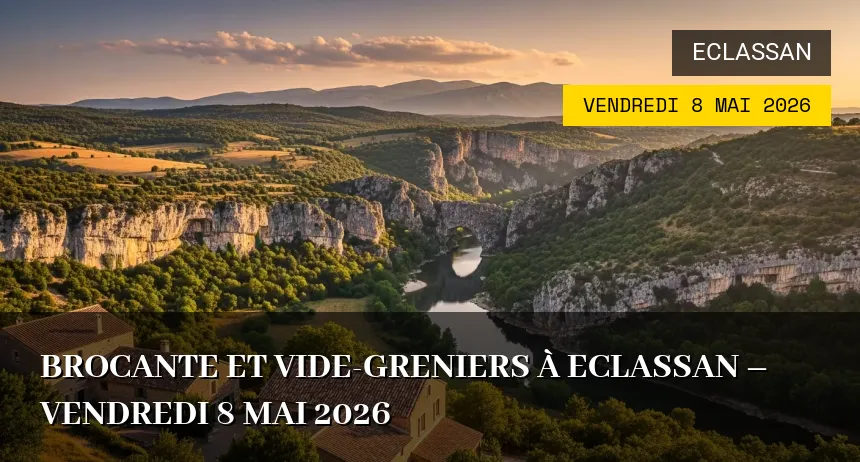 Affiche de l'événement : Brocante et Vide-Greniers à Eclassan – Vendredi 8 Mai 2026