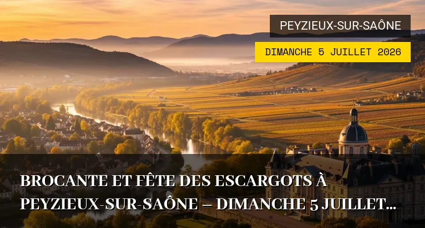 Affiche de l'événement : Brocante et Fête des Escargots à Peyzieux-sur-Saône – Dimanche 5 Juillet 2026