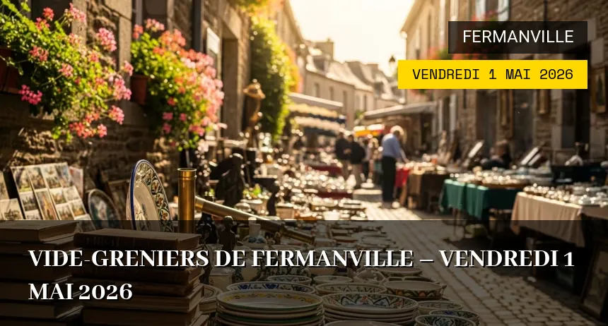 Affiche de l'événement : Vide-greniers de Fermanville – Vendredi 1 Mai 2026