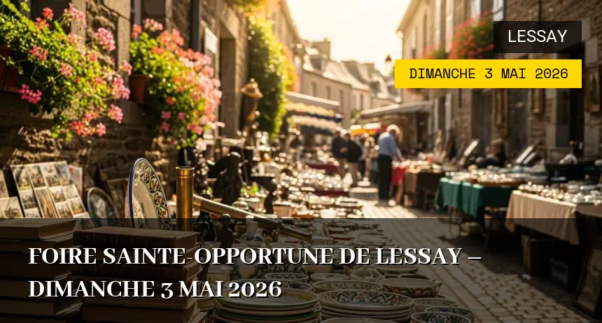 Affiche de l'événement : Foire Sainte-Opportune de Lessay – Dimanche 3 Mai 2026