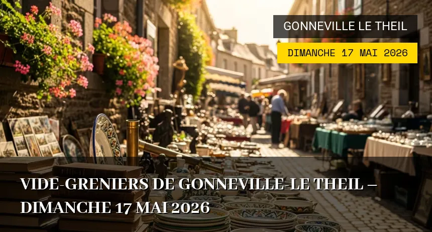 Affiche de l'événement : Vide-greniers de Gonneville-Le Theil – Dimanche 17 Mai 2026