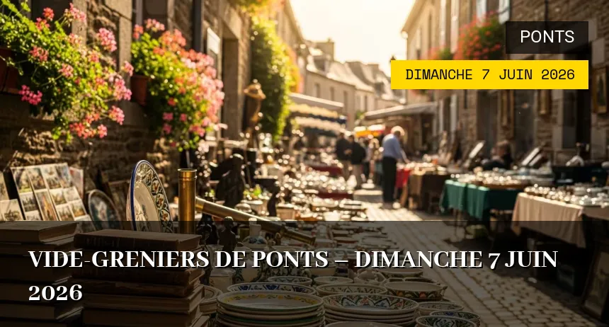 Affiche de l'événement : Vide-greniers de Ponts – Dimanche 7 Juin 2026