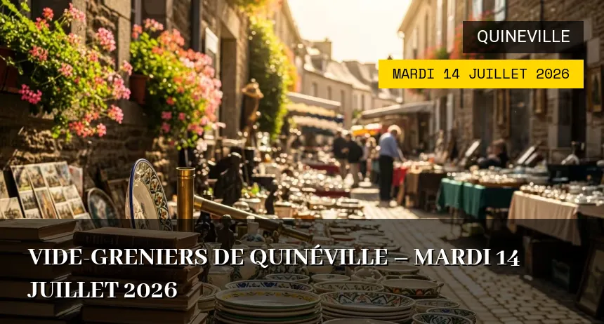 Affiche de l'événement : Vide-greniers de Quinéville – Mardi 14 Juillet 2026