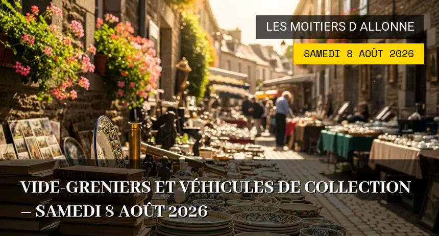 Affiche de l'événement : Vide-greniers et Véhicules de Collection – Samedi 8 Août 2026