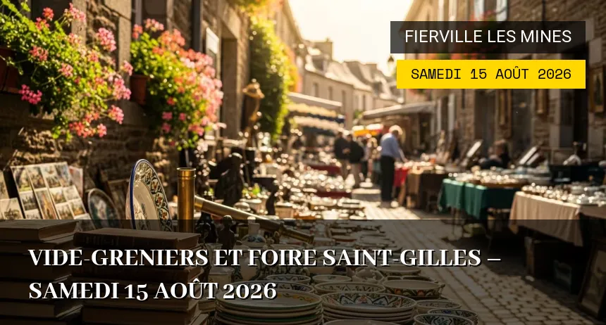 Affiche de l'événement : Vide-greniers et Foire Saint-Gilles – Samedi 15 Août 2026