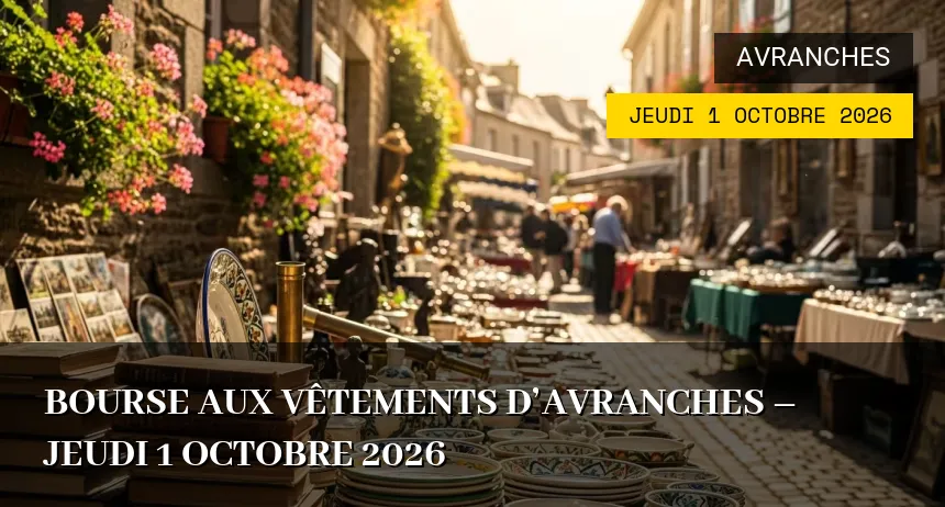 Affiche de l'événement : Bourse aux vêtements d&rsquo;Avranches – Jeudi 1 Octobre 2026