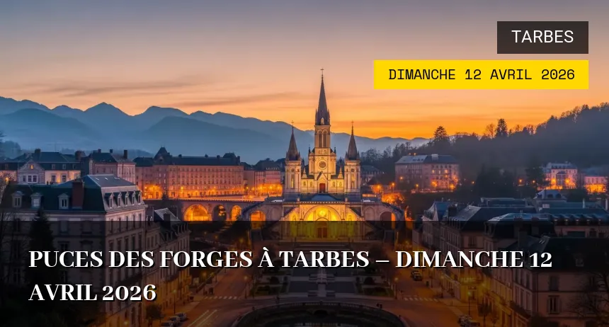 Affiche de l'événement : Puces des Forges à Tarbes – Dimanche 12 Avril 2026