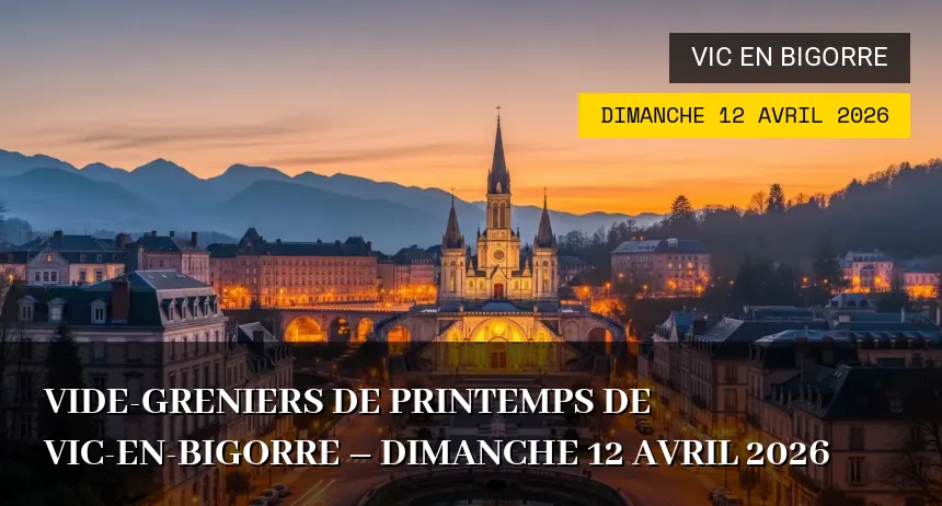 Affiche de l'événement : Vide-greniers de printemps de Vic-en-Bigorre – Dimanche 12 Avril 2026