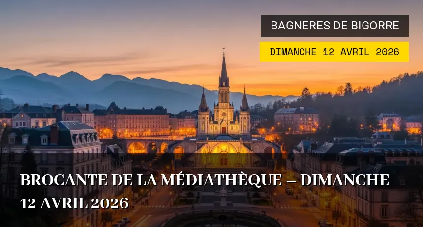 Affiche de l'événement : Brocante de la Médiathèque – Dimanche 12 Avril 2026