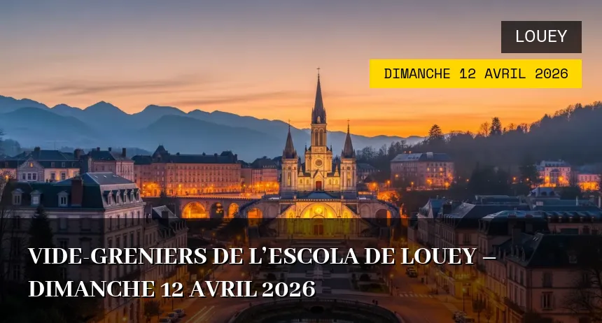 Affiche de l'événement : Vide-greniers de l&rsquo;Escola de Louey – Dimanche 12 Avril 2026