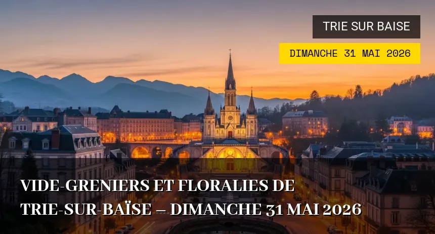 Affiche de l'événement : Vide-greniers et Floralies de Trie-sur-Baïse – Dimanche 31 Mai 2026