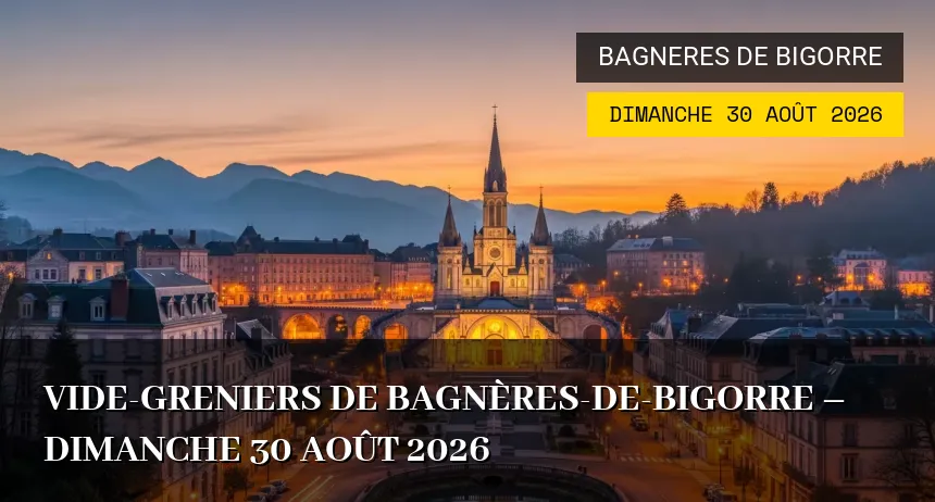 Affiche de l'événement : Vide-greniers de Bagnères-de-Bigorre – Dimanche 30 Août 2026