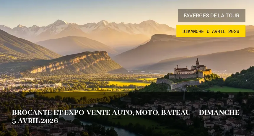 Affiche de l'événement : Brocante et Expo-Vente Auto, Moto, Bateau – Dimanche 5 Avril 2026