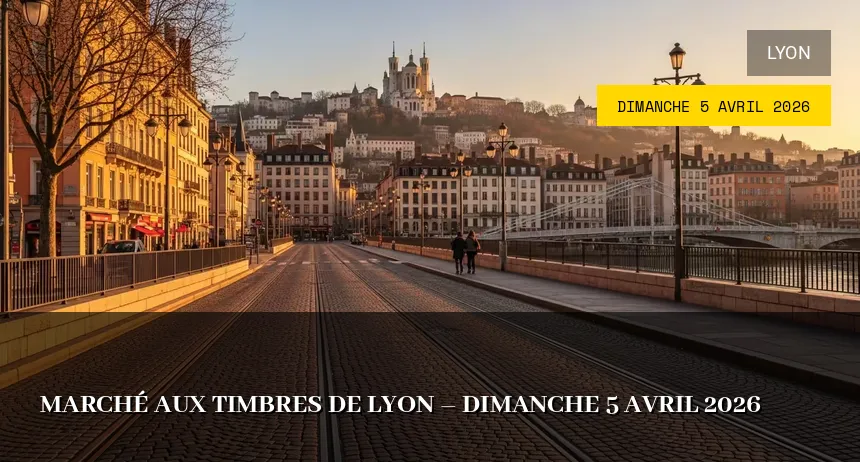 Affiche de l'événement : Marché aux Timbres de Lyon – Dimanche 5 Avril 2026