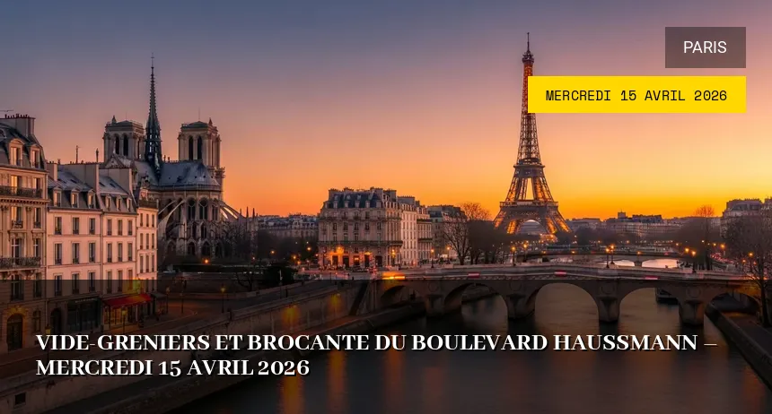 Affiche de l'événement : Vide-greniers et Brocante du Boulevard Haussmann – Mercredi 15 Avril 2026