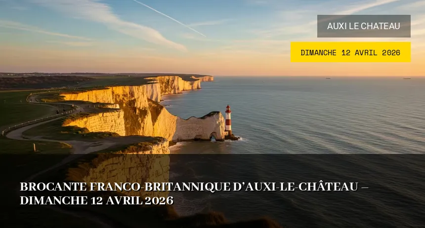 Affiche de l'événement : Brocante Franco-Britannique d&rsquo;Auxi-le-Château – Dimanche 12 Avril 2026