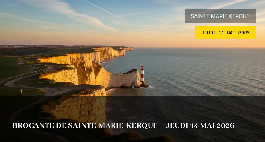 Affiche de l'événement : Brocante de Sainte-Marie-Kerque – Jeudi 14 Mai 2026