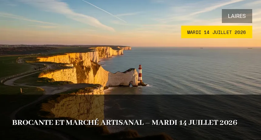 Affiche de l'événement : Brocante et Marché Artisanal – Mardi 14 Juillet 2026