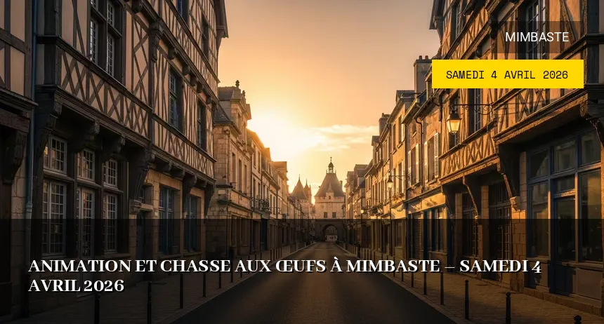 Affiche de l'événement : Animation et Chasse aux Œufs à Mimbaste – Samedi 4 Avril 2026