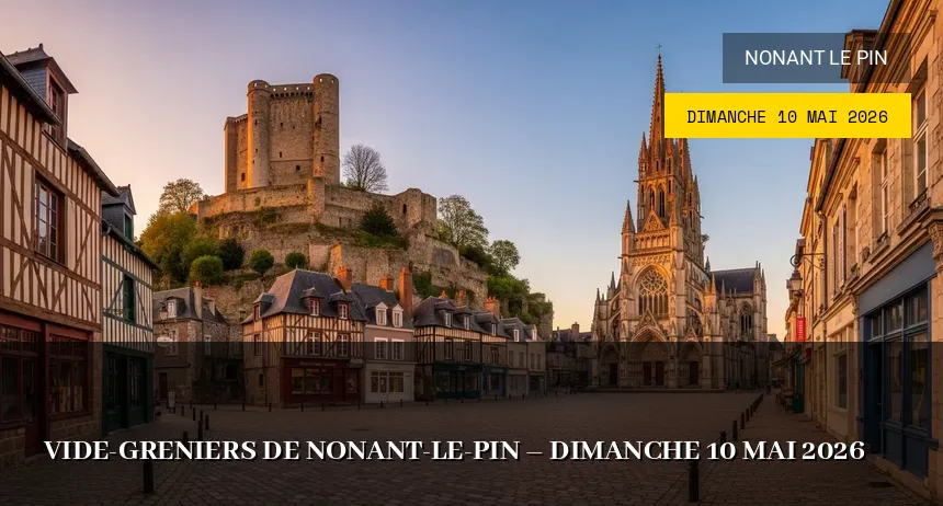 Affiche de l'événement : Vide-greniers de Nonant-le-Pin – Dimanche 10 Mai 2026