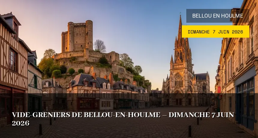 Affiche de l'événement : Vide-greniers de Bellou-en-Houlme – Dimanche 7 Juin 2026