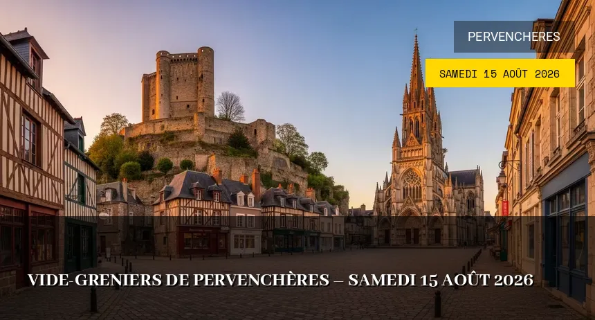 Affiche de l'événement : Vide-greniers de Pervenchères – Samedi 15 Août 2026