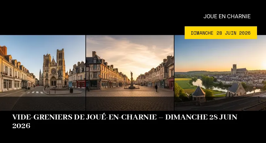Affiche de l'événement : Vide-greniers de Joué-en-Charnie – Dimanche 28 Juin 2026