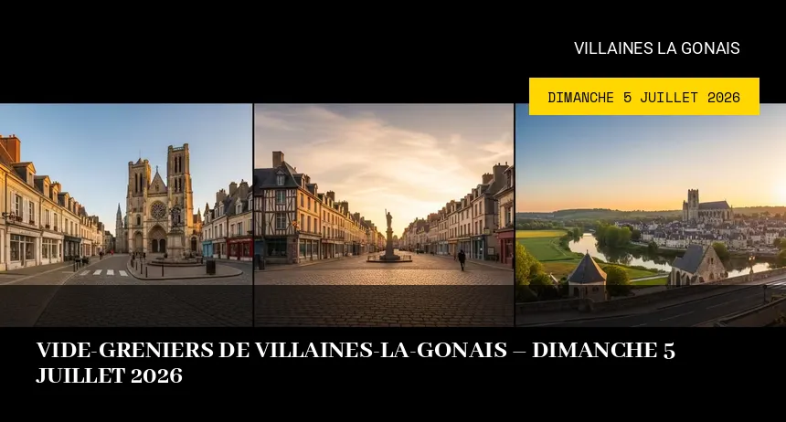 Affiche de l'événement : Vide-greniers de Villaines-la-Gonais – Dimanche 5 Juillet 2026