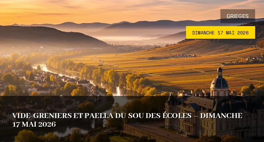 Affiche de l'événement : Vide-greniers et paella du Sou des écoles – Dimanche 17 Mai 2026