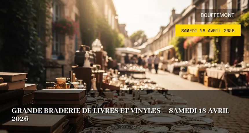 Affiche de l'événement : Grande braderie de livres et vinyles – Samedi 18 Avril 2026