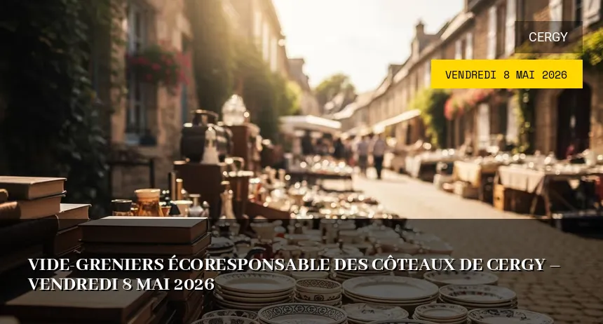 Affiche de l'événement : Vide-greniers écoresponsable des Côteaux de Cergy – Vendredi 8 Mai 2026