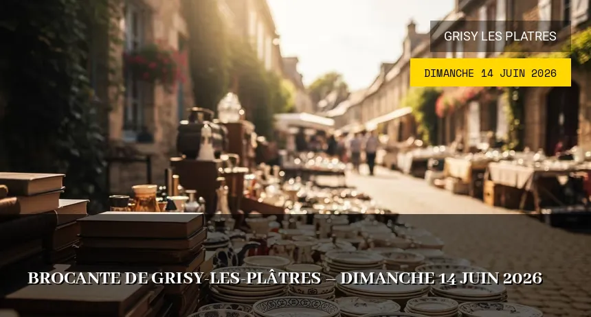 Affiche de l'événement : Brocante de Grisy-les-Plâtres – Dimanche 14 Juin 2026
