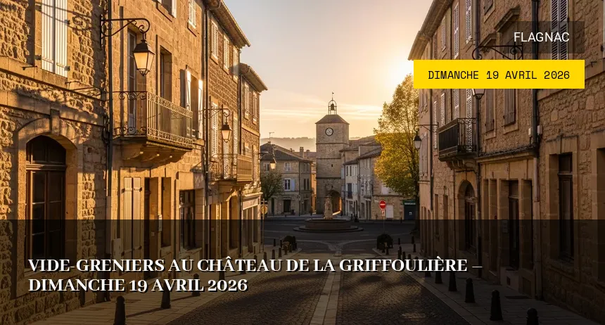 Affiche de l'événement : Vide-greniers au Château de la Griffoulière – Dimanche 19 Avril 2026