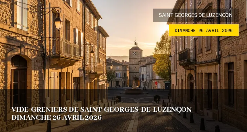 Affiche de l'événement : Vide-greniers de Saint-Georges-de-Luzençon – Dimanche 26 Avril 2026