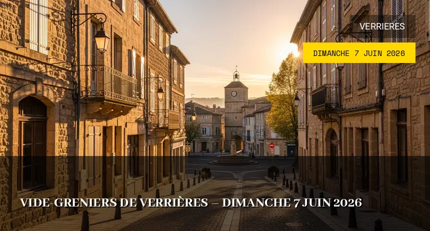 Affiche de l'événement : Vide-greniers de Verrières – Dimanche 7 Juin 2026