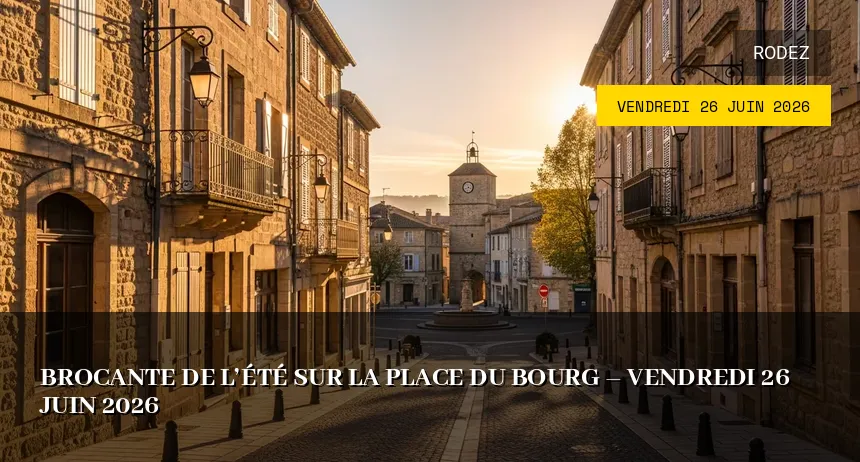 Affiche de l'événement : Brocante de l&rsquo;Été sur la Place du Bourg – Vendredi 26 Juin 2026